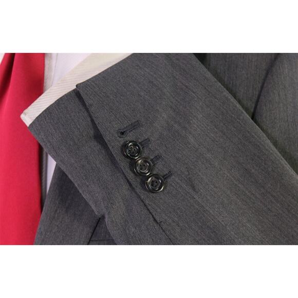 Michael Andrews Bespoke Gray Herringbone Wool 2-Btn Slim Fit Suit 36S - Picture 6 of 14